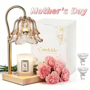 Candle Warmer Lamp, Lily of the Valley Flower Lamp, Height Adjustable with Timer, 2 Bulbs Included, Flameless Fragrance Lamp for Home Bedroom Decor, Ideal Gift for Mom Birthday Mother's Day Gifts