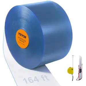 VEVOR Strip Curtain, 164' Lengthx 8 Widthx 0.08 Thickness, Clear PVC Smooth Curtain Strip Door Bulk Roll, Plastic Door Strips for Doorways of Supermarket, Garage, Warehouse, Barn, Pet Animal House