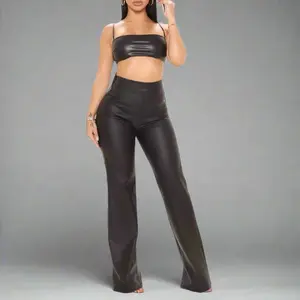 YoYo 5 - High Waist Leather Vinyl Pants - Comfortable Casual Style with Zipper Closure, Ideal for Womenswear, Versatile Fit