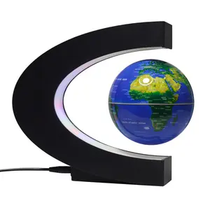 4 in Magnetic Levitation Globe Nightlight, Auto Rotate LED Light, Creative Home Decor Ornament, Children's Birthday Gift