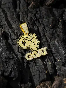 Hiphop Goat Head Zircon Pendant Necklace, Streetwear Jewelry for Rappers, Hip Hop Artistic Accessory, Animal Charm Necklace