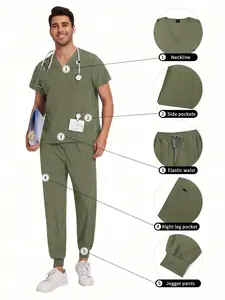 Short Sleeve Women Scrubs Uniforms Doctor Work Clothes Dentist Set Scrubs Tops Pants Women Hospital Nurse Work Wear Lab Pharmacy Uniforms