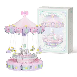 Rotating Horse Dream Chair Building Block Assembly Toy Gift, Living Room Desktop Decoration, Birthday Present, Bricks