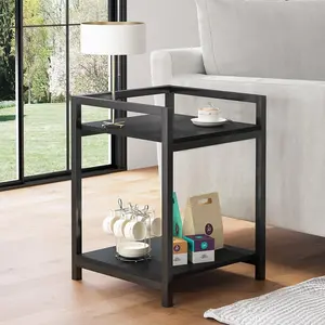 End Table, 2 Tier Movable Small Side Table with Storage for Small Spaces,Nightstand Small Accent Table for Living Room Sofa Tall Side Tables Bedroom