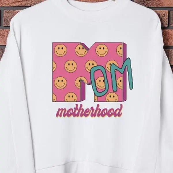 MTV Mom Motherhood Smiley Sweater, MTV Mom Sweater, MTV 90's Sweater, Cute Mom Sweater, Cool Sweater for Mom, Vintage Mom Sweater, Retro Mom Sweater