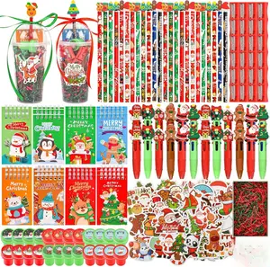 247 Pcs Christmas Return Gifts for Birthday, Student Stationery Gifts from Teacher, Classroom Gifts Pencil Erasers Notesbook Stickers for Christmas Classroom Birthday Goodie Bags Rewards Prizes