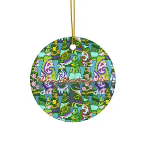 Whimsical Christmas Ceramic Ornament, Festive Holiday Decor, Colorful Tree Design, Perfect Gift for Family & Friends, Unique Home Decoration