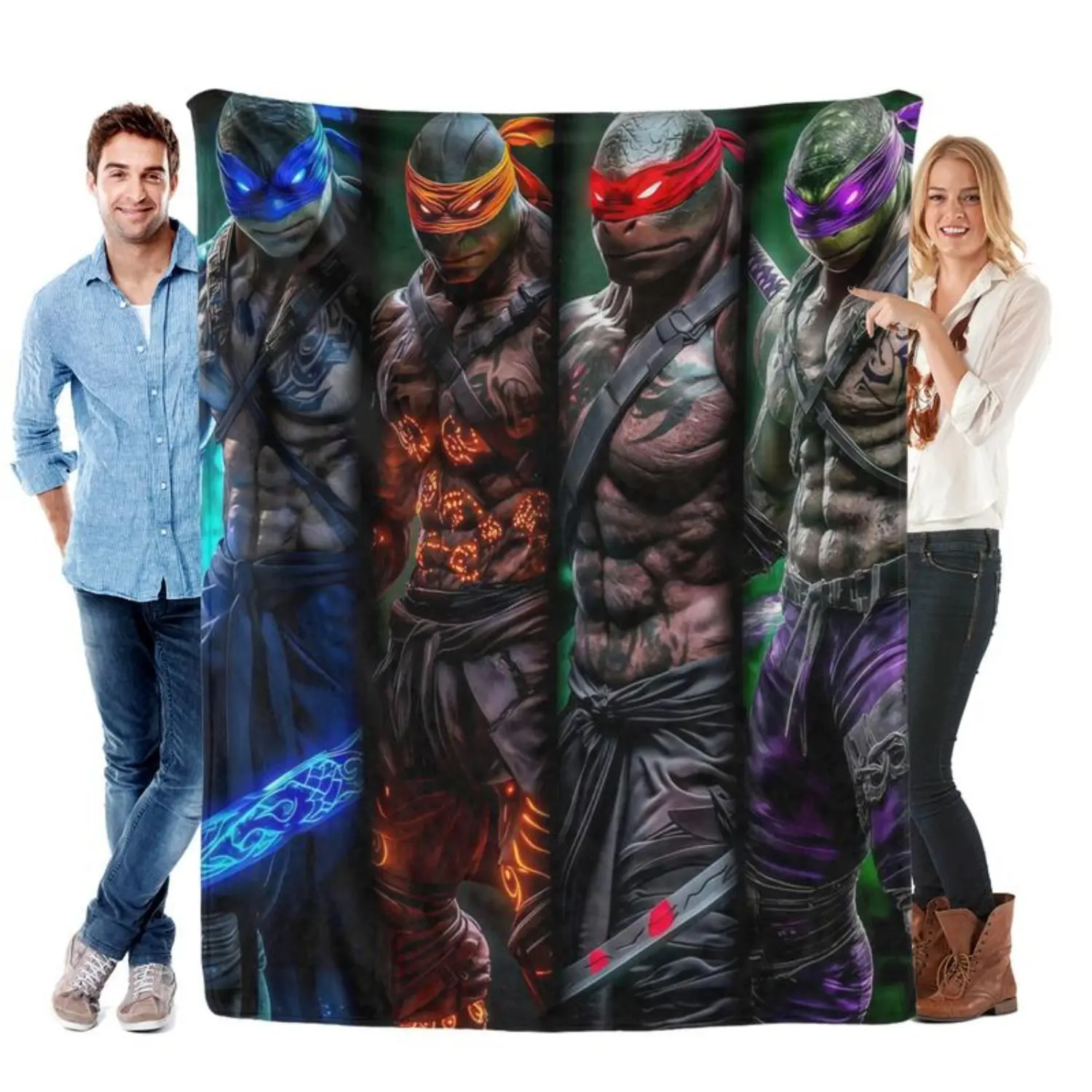 Teenage Mutant Ninja Turtles Street Brothers Blanket Super Soft Flannel Blanket, An Ideal Gift for Children Suitable for Use on Sofas, Beds, or For Travel, Gentle on The Skin, An Excellent Gift Multi-Purpose Holiday Blanket