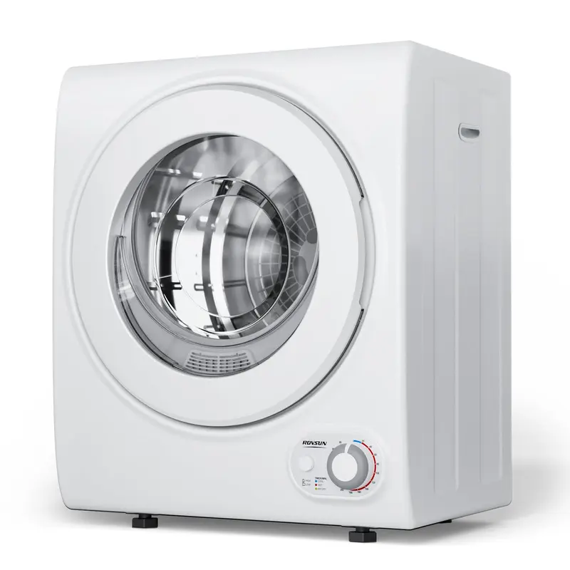 ROVSUN Portable Clothes Dryer - 850W Front Load Tumble Dryer with 1.5/1.8/2.6 cu.ft Stainless Steel Tub, Knob Control, See-Through Door Peek, 37lb Capacity, 19.5"x16.5"x24" Size, 19.5" Countertop Fit, Automatic Functions for Apartments, Small Spaces