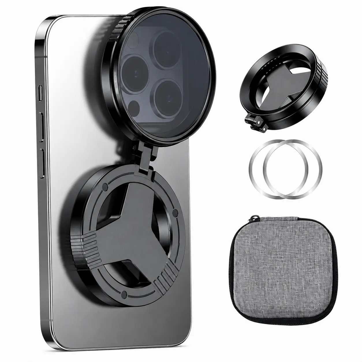 Magnetic CPL Filter Set for Smartphones — Snap on instantly to easily eliminate glass reflections for flawless travel photos; say goodbye to glare and reflections. Compatible with both iPhone and Android.