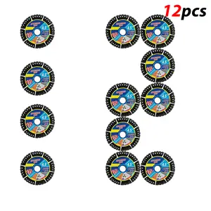 115mm 4.5-inch multi-material angle grinder cutting blades, available in 3-piece, 6-piece, and 12-piece multi-size sets, suitable for dry cutting, capable of cutting a variety of materials such as metal, tile, stone, plastic, cast iron, marble, and more.