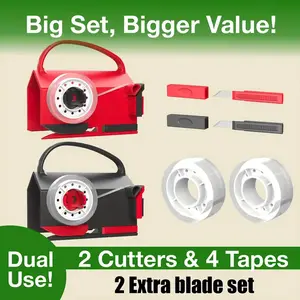 Manual Multi-Function Paper Cutter Kit - 2 Cutters 4 Tapes 2 Extra Blade Set Portable for DIY Crafts Model Making Gift Wrapping Bulk Cutting Needs