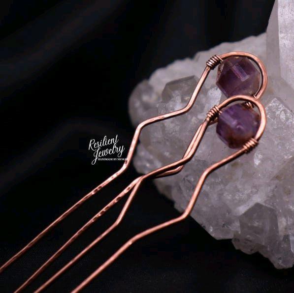 Super 7 Hammered Copper 3 Inch Hair Pins 2 Pack