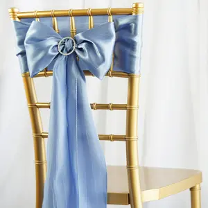 5 Pack | 6"x106" Serenity Blue Satin Chair Sashes