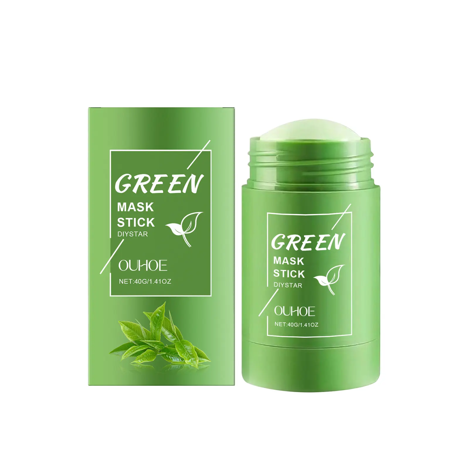 OUHOE Green Tea Cleansing Mask Stick - Gentle Facial Cleanser for All Skin Types, Skin Moisturization, and Pore Refinement