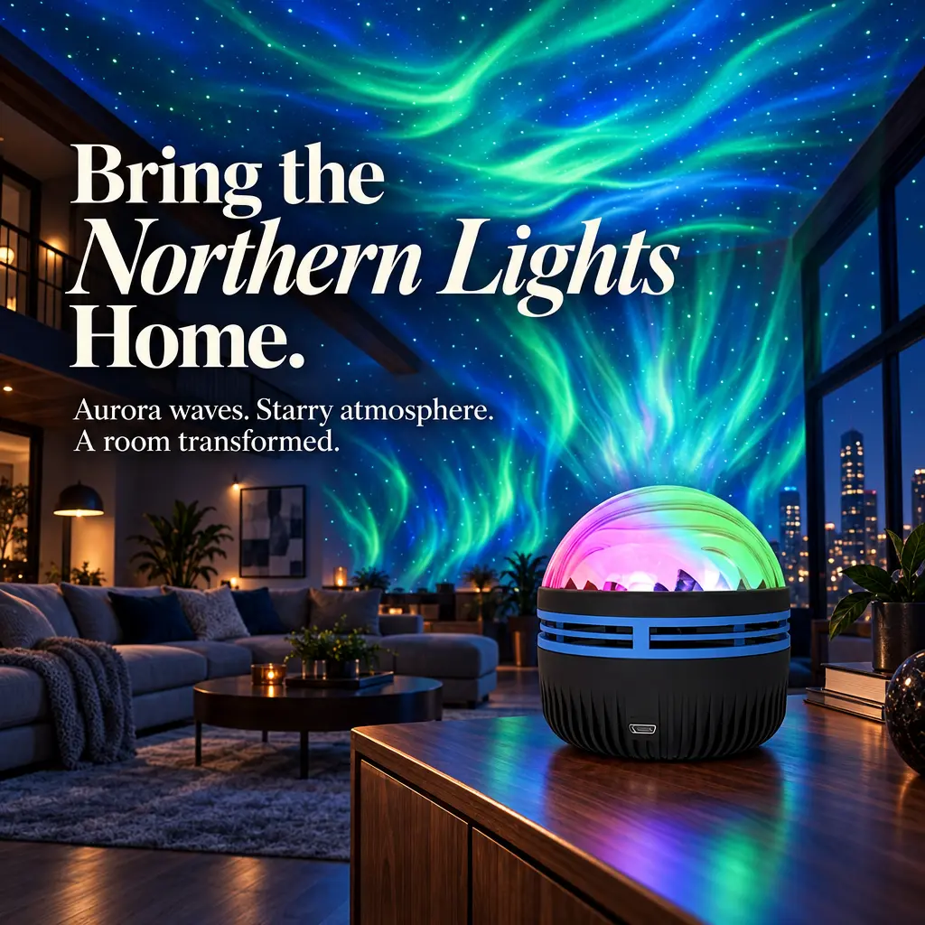 KIMKNO-Northern Lights Projector, Aurora Mood Light for Bedroom, Gaming Room, Home Theater and Party Decor
