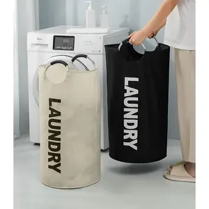 Oxford Cloth Laundry Bag Foldable Dirty Clothes Storage Basket Large Capacity Bathroom Clothing Bucket, Durable Oxford Material