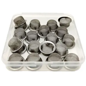 20pcs 0.5 Inch Pipe Screens Diameter 1/2 Mesh Bowl Stainless Steel Metal with Storage Box
