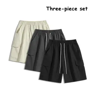 Men’s Streetwear 3-Pack Cargo Shorts – Casual Drawstring Utility Shorts