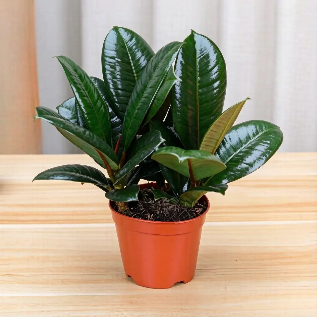 Glossy Leaf Ficus Elastica Sapling, Novice Friendly Balcony Patio Green Arrangement
