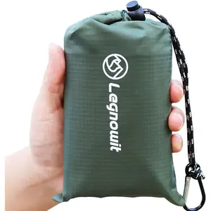 Outdoor Pocket Blanket, 55"x79" Waterproof Foldable Compact Small Picnic Blanket, Ultralight Tarp for Camping, Festival, Beach, Hiking, Backpacking, Travel, Stakes Included (Army Green)