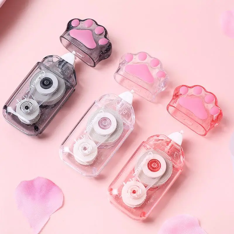 Cute Cat's Paw Correction Tape, Portable Large-capacity Correction Tape, Student Transparent Correction Tape, Office Supplies