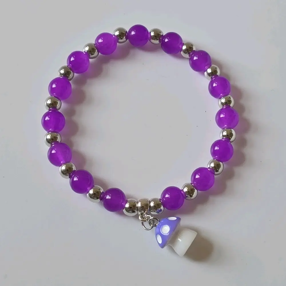 Bold Color Mushroom Charm Bracelet with Silver Accents for Stylish Accessory