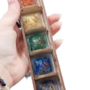 Reiki Pyramid Set of Organite Chakra Stones for Meditation and Healing