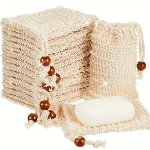 5-Piece Soap Bags Set, Foaming Net Exfoliating Mesh Bags for Soap, Bath & Shower Gel, Bathing Accessory, Exfoliating Net Sponge, Exfoliating Net Loofah, Creates Rich Lather, Ideal for Home Organization, Perfect Christmas Gift