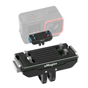 aMagisn Magnetic Quick Release Mount for Insta360 X5/X4 Air/Ace Pro 2/Ace Pro/Ace, Stainless Steel QR Adapter with 1/4 Screw & 2-Prong Base