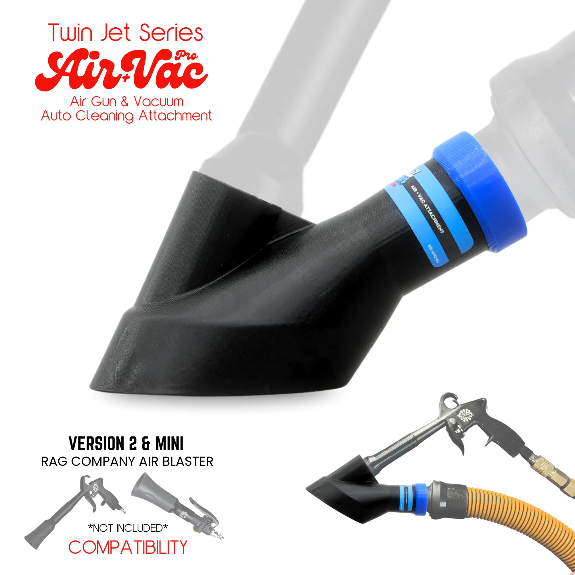 Detail Demon Air+Vac Auto Detailing Attachment Compatible with The Rag Company Ultra Air Blaster V2 & Ultra Air Blaster Mini