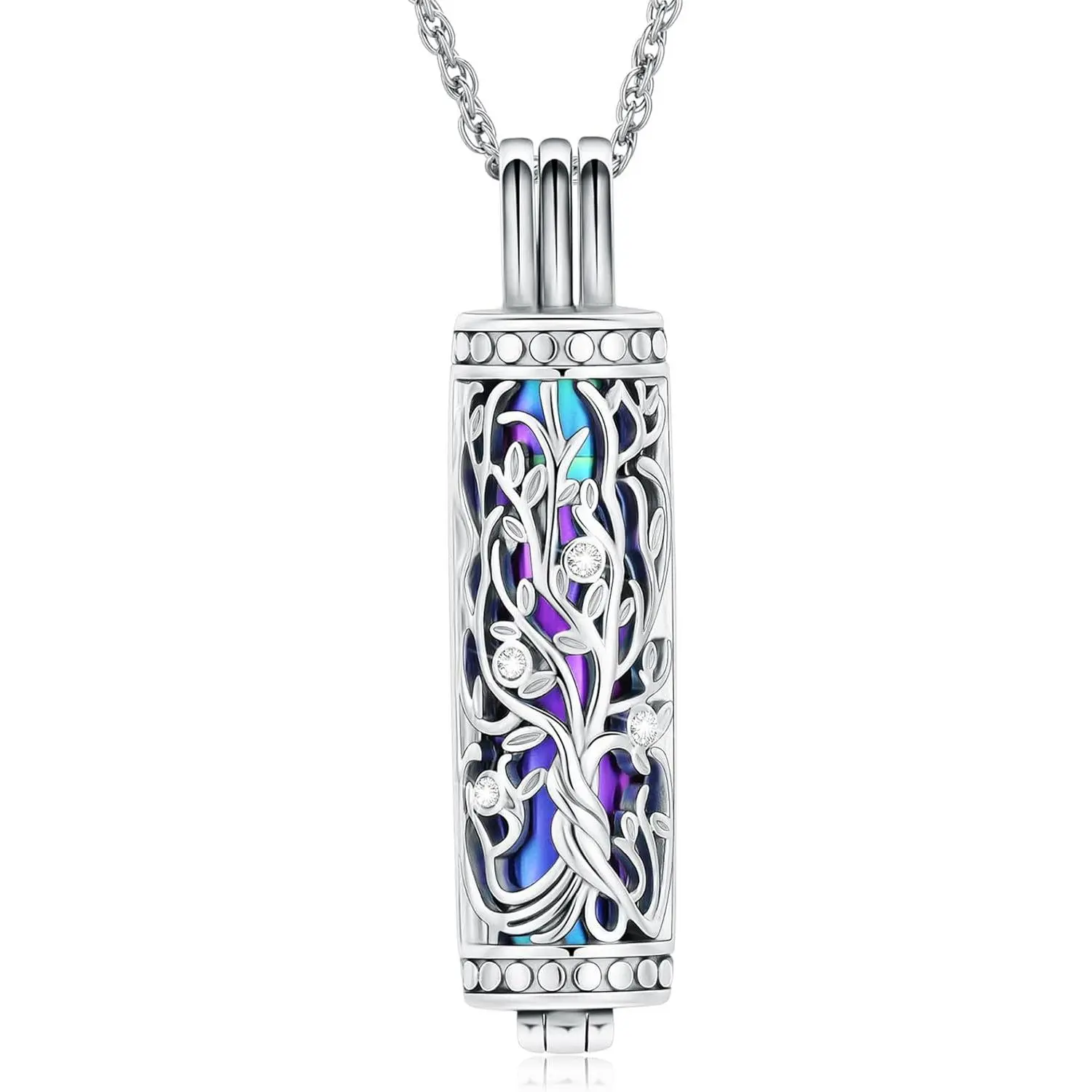 Cylinder Cremation  Tree of Life Urn Ashes Necklace for Women Men Vial Cremation Ash Pendant Loved One Memorial