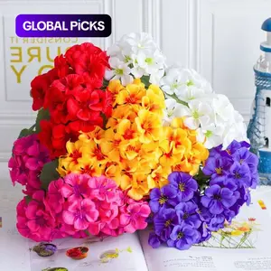 Artificial Geranium Fake Flowers for Outdoors Decoration, Artificial Flower Arrangements, 5 Bundles Silk Geraniums Flower UV Resistant Look Real Faux Plants for Front Door Garden Porch Planter Patio Balcony Yard Indoor Home, Mix #GLOBAL PICKS