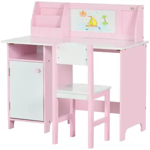 High end and high-quality Toddler Desk and Chair Set, Kids Writing Desk Study Table for Children with Whiteboard, Storage Cabinet, Child Furniture, Art Gifts for Kids, Pink,Preschool/Children's Desk and Chair Set, Preschool Dining/Learning/Playing