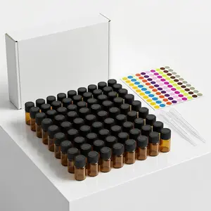 1/2/3/5ML Essential Oil Bottles 100 Pack, Glass Dispensing Bottles with Straw and Labels, Universal for Perfume/oil Samples