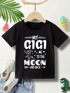 Kids "My Gigi Loves Me To The Moon And Back" Graphic T-Shirt, Short Sleeve Crew Neck Grandparent Tee