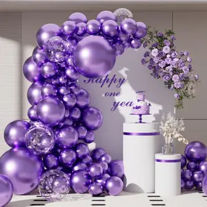 55 count Metallic Purple Balloons Different Sizes 18/12/5 Inch Shiny Latex Helium Balloons Garland Arch Kit for Anniversary Birthday  Decorations
