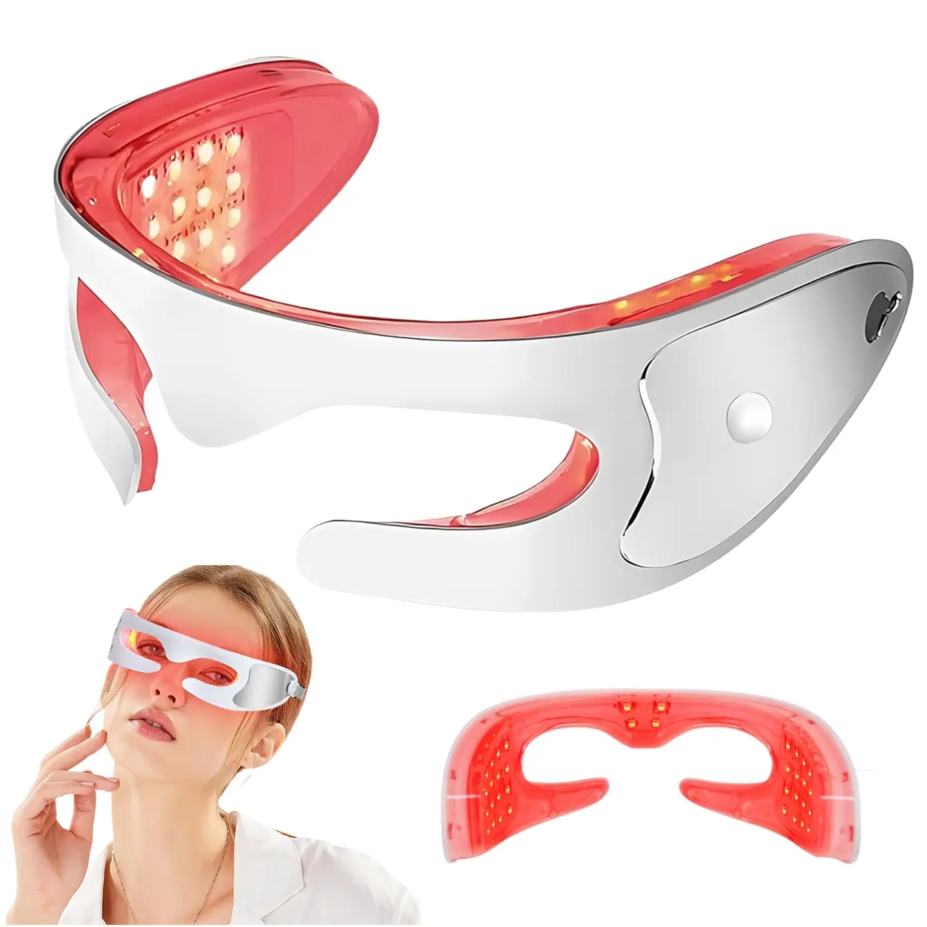 Red Light Therapy for Eyes, Wireless Under-Eye Red Light Therapy LED Mask with Timing Function, 3 Modes for Eyes Bags, Fine Lines, Anti-Aging, Dark Circles, Rechargeable Home Skincare Eye Mask, Led Face Mask, Facial Beauty Instrument, Facial Tools