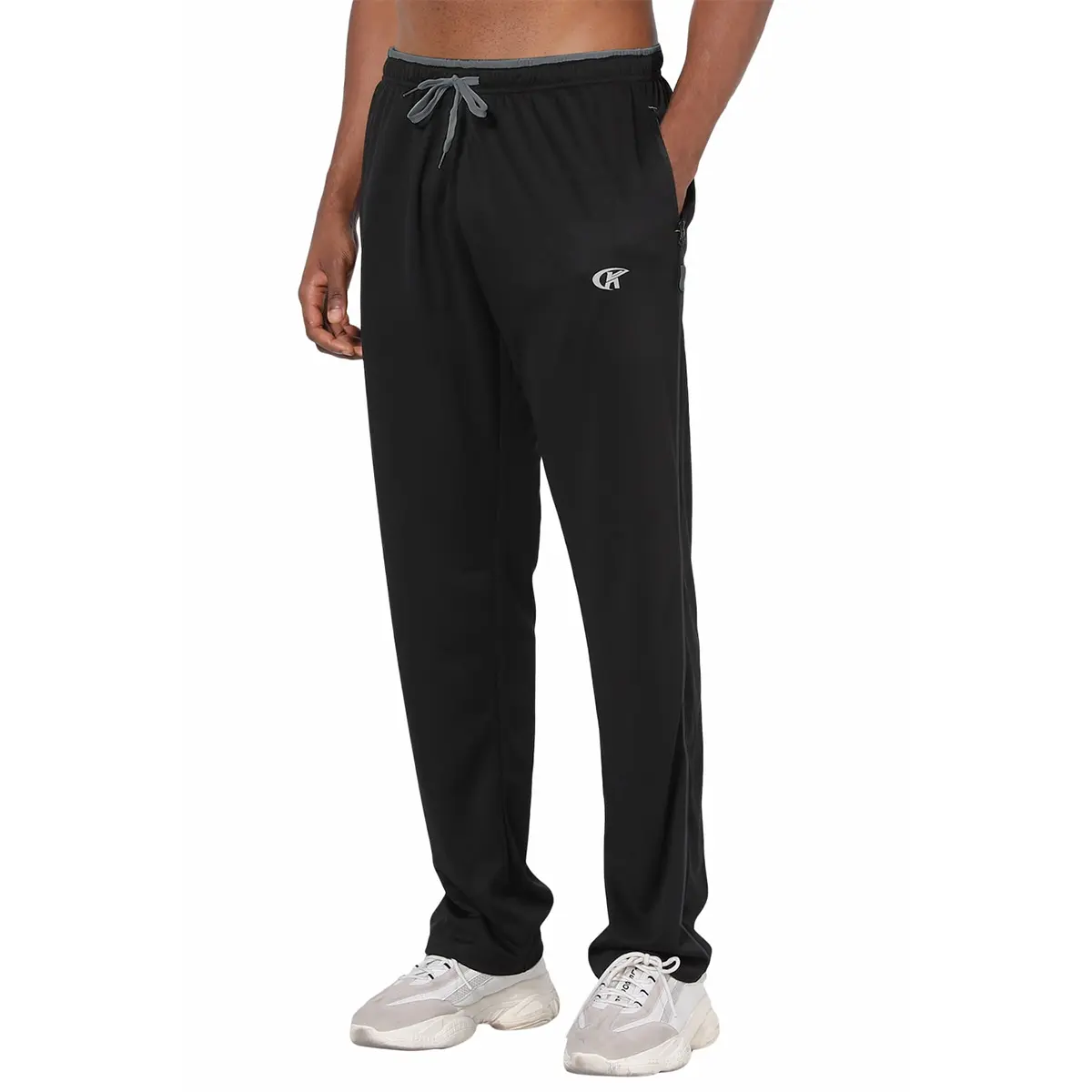 Men's Polyester Sports Casual Pants - Quick-Dry, Breathable Mesh, Loose Fit, Open Hem, Deep Zippers, All Seasons - for Running/Cycling, Men's Athletic Bottoms