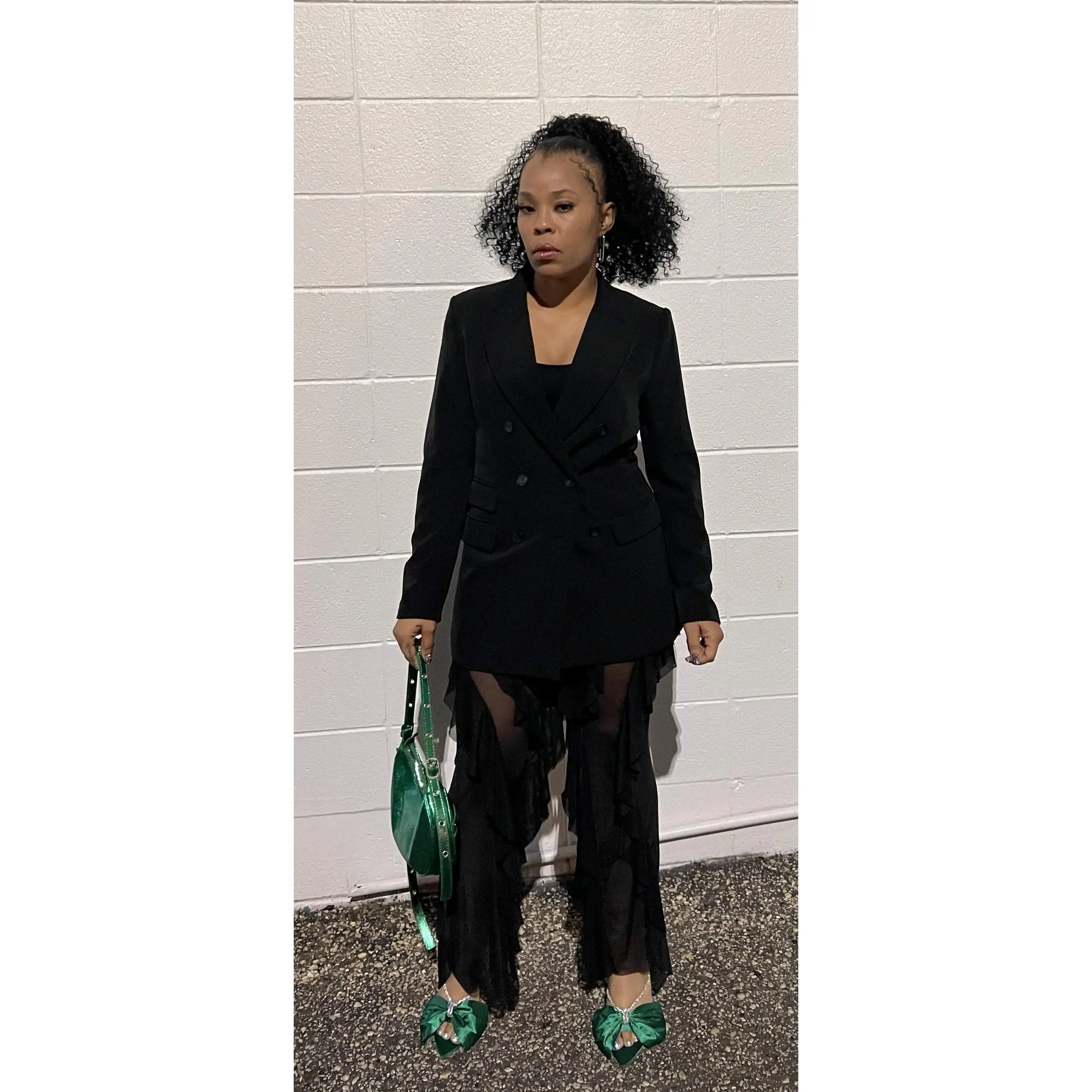 Black Mesh Ruffed Cover Up Pants