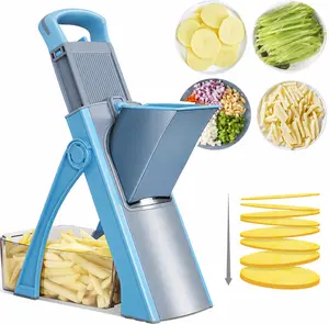 Upgrade Safe Mandoline Slicer Plus, Vegetable Chopper, Potato Slicer, Food Slicer Onion Chopper, Fry Cutter, Veggie Salad Dicer Kitchen Chopping Artifact Gifts (Blue)