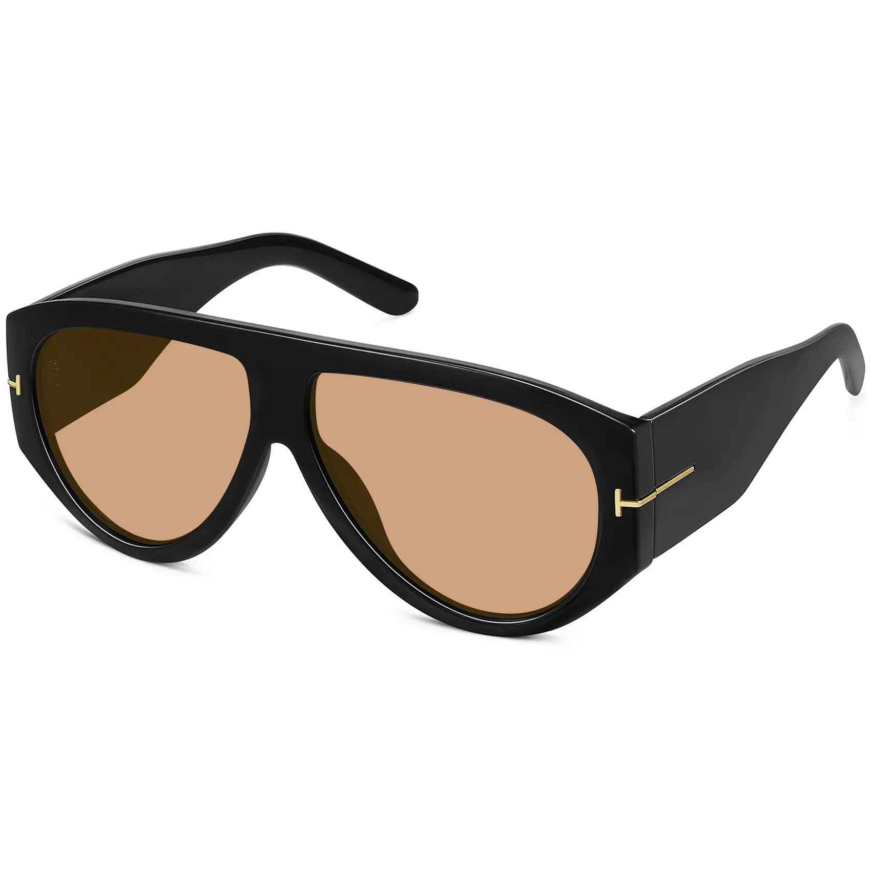 Unisex Retro Oversized Aviator Luxury Sunglasses, 70s Vintage Mod Full-Rim Thick Statement Frames, UV400 Protection, HD Clarity Polycarbonate Lenses, Ideal for Drive, Travel, Daily Style (Black/Grey), Hd Clarity Lenses