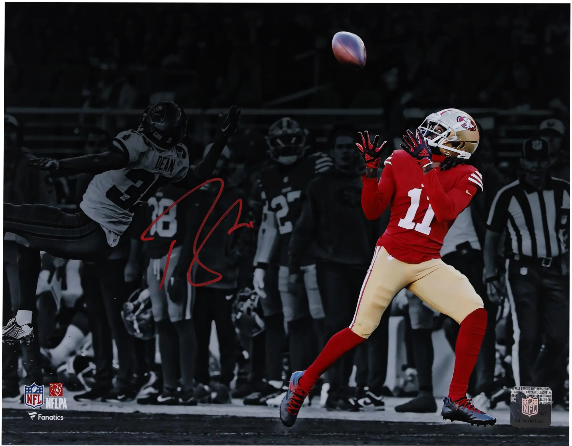 Brandon Aiyuk San Francisco 49ers Autographed 11" x 14" Catching Spotlight Photograph - Fanatics Authentic Certified
