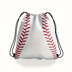 Unisex Baseball Football Drawstring Backpack - Lightweight Sport Sackpack with Checkered Pattern, Mixed Colors & Practical Pockets for Gym, Fitness, Outdoor Activities, Gym Storage Bag |   Sturdy Drawstring Closure, Spor