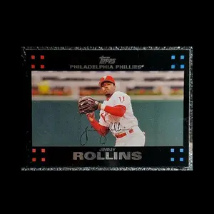 Topps Philadelphia Phillies Jimmy Rollins Autographed Baseball Card Collectible Sports Memorabilia