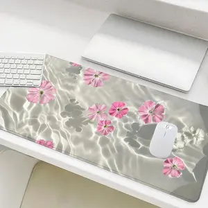 Flower Pattern Mouse Pad, Rectangle Gaming Mouse Pad, Office Desk Keyboard Mat, Desktop Accessory with Non-Slip Rubber Base for Home Office Game Room Desk