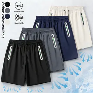 Men’s casual breathable shorts—summer men’s ice silk cool-touch shorts that are quick-drying and breathable, featuring zippered pockets. Suitable for the gym, running, and beach everyday wear; ideal for high-intensity workouts—comfortable and non-restrict