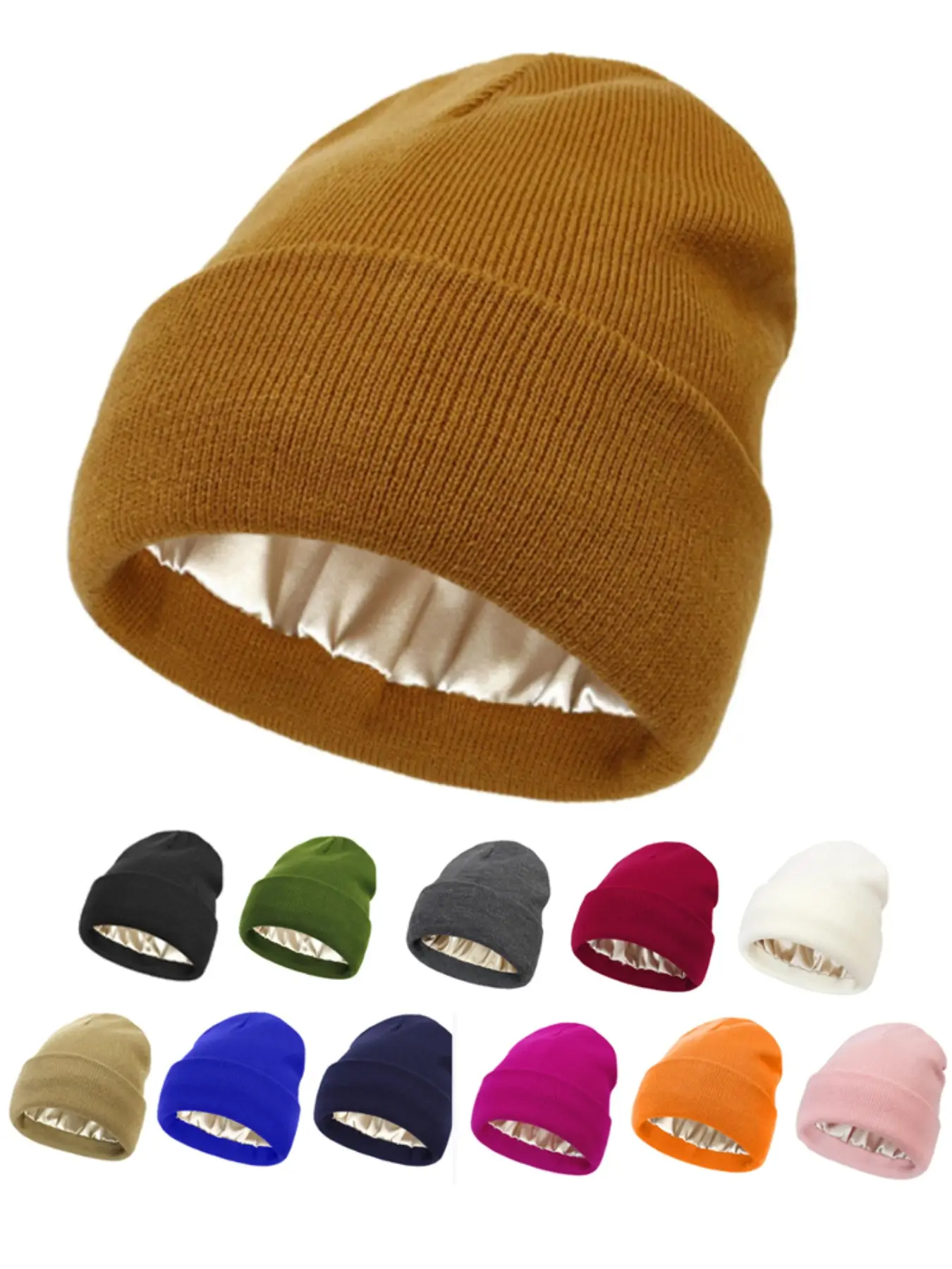 Solid Color Beanie Hats for Men, Boyfriend Gifts, Fall & Winter Outdoor Knitting Warm Hat for Men & Women, Fitted Hat, Daily Clothing Decor