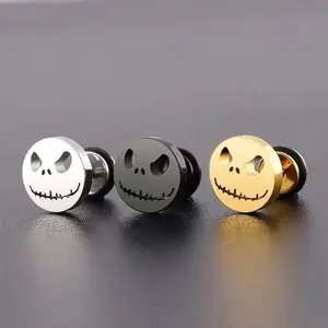 Gothic Punk Stainless Steel Skull Ear Stud