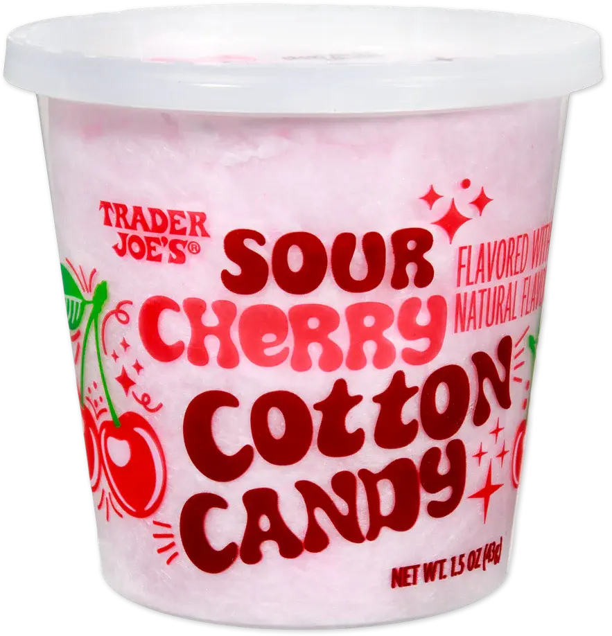 Trader Joe's Sour Cherry Cotton Candy 1.5 Oz - 2 Packs